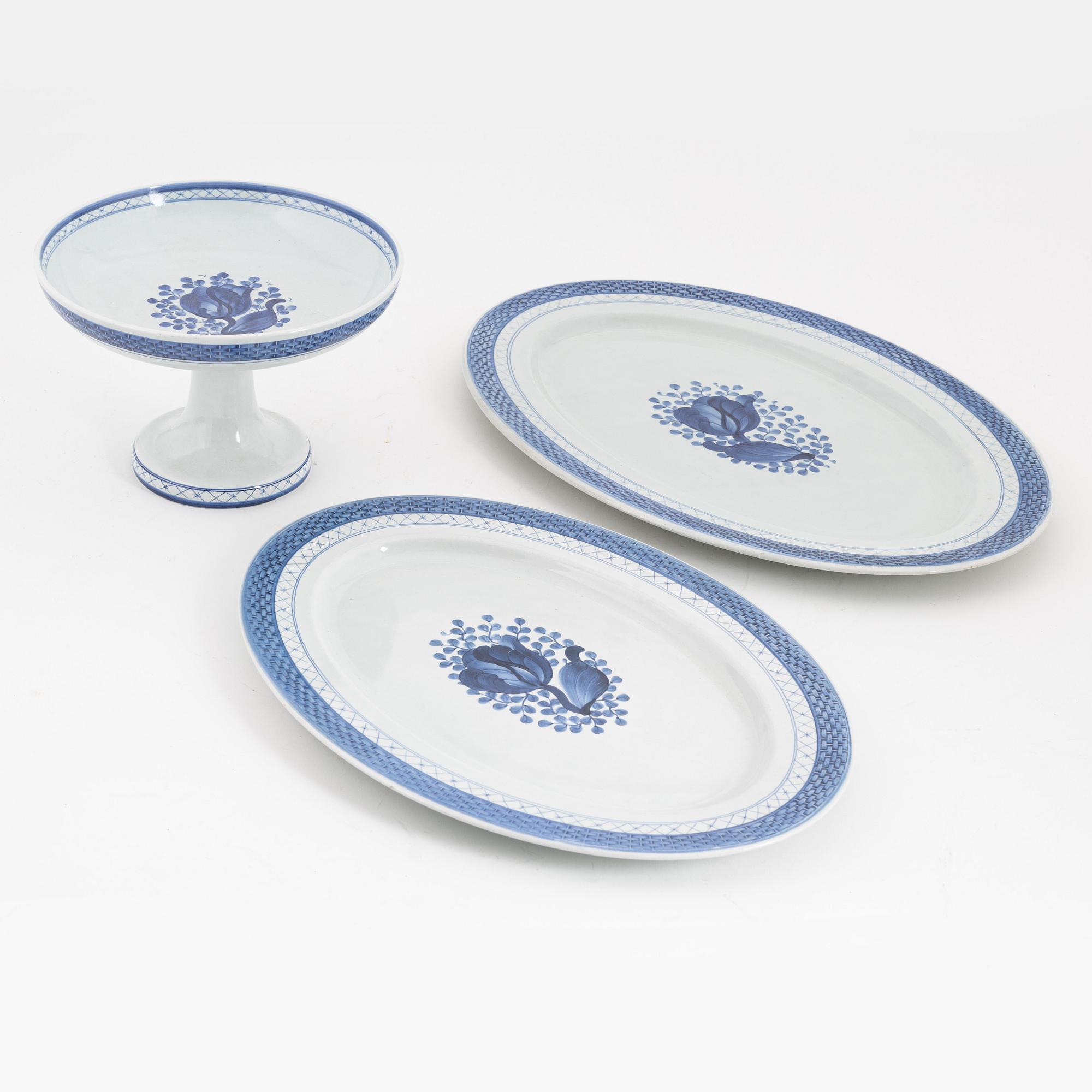 Matservis, 23 delar, fajans, "Tranquebar". Aluminia för Royal Copenhagen.