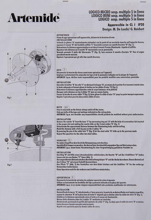 KATTOVALAISIN, "Logico Micro", Michele De Lucchi ja Gerhardt Reichert för Artemide. Italia.