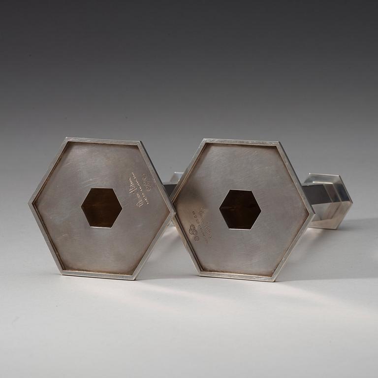 Wiwen Nilsson, ljusstakar, ett par, Lund 1975, sterling.