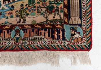 Carpet, Tabriz, figural, approx. 142 x 98 cm.