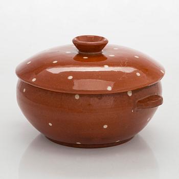 Marita Lybeck, bowl with lid, red clay, signed ML.