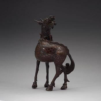A Japanese bronze censer with cover, 19th Century.