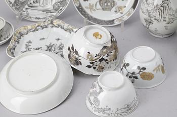 SERVISDELAR, 10 stycken, kompaniporslin. Qing dynastin, Qianlong (1736-95).