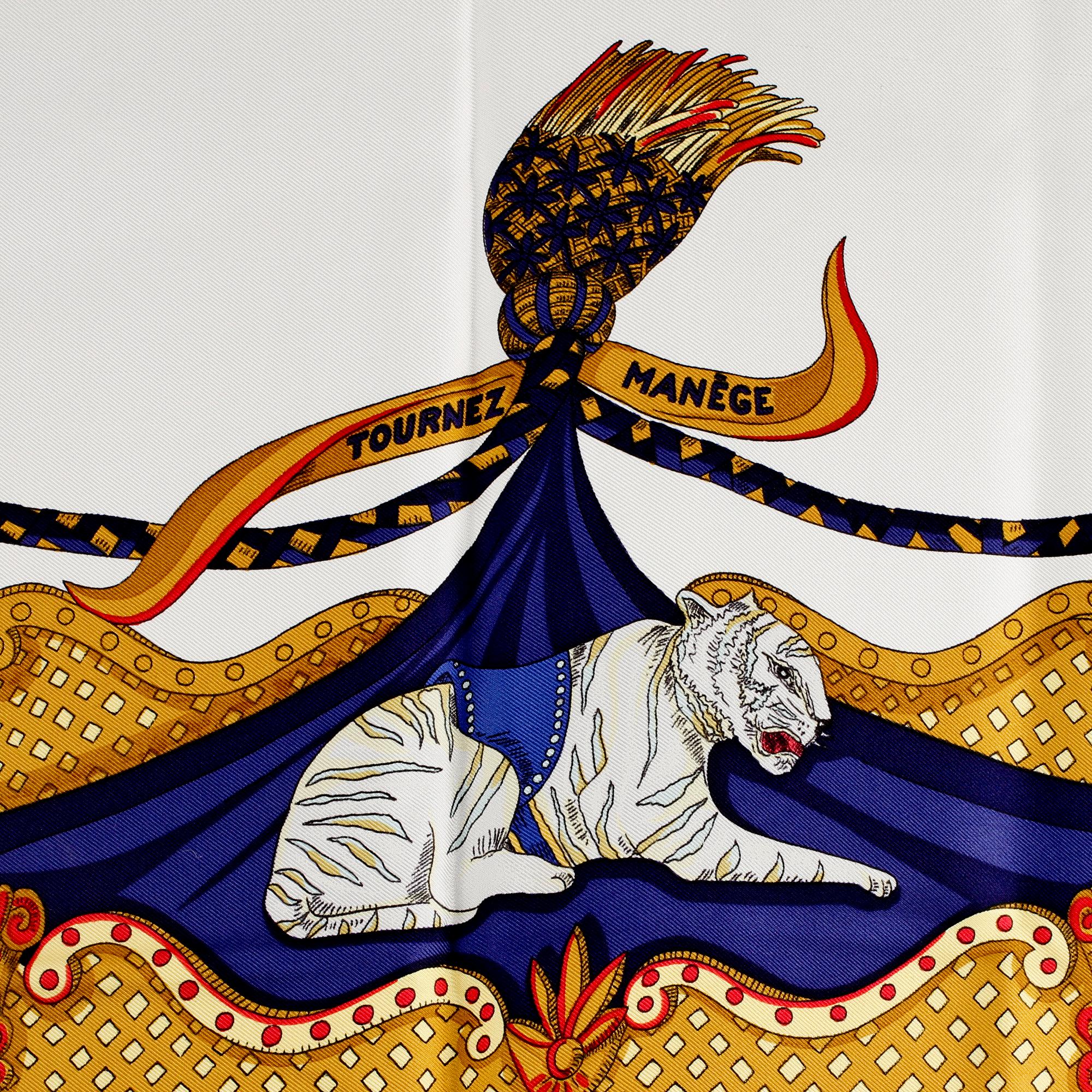 SCARF, siden, "Tournez Manege", design Annie Faivre, Hermès, Paris, 1900-talets andra hälft.