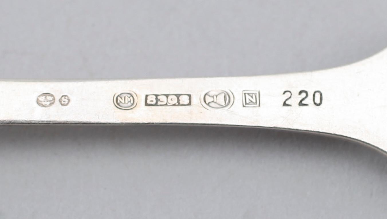 KAFFESKEDAR, 12 st, silver, Norge. Vikt ca 124 g.
