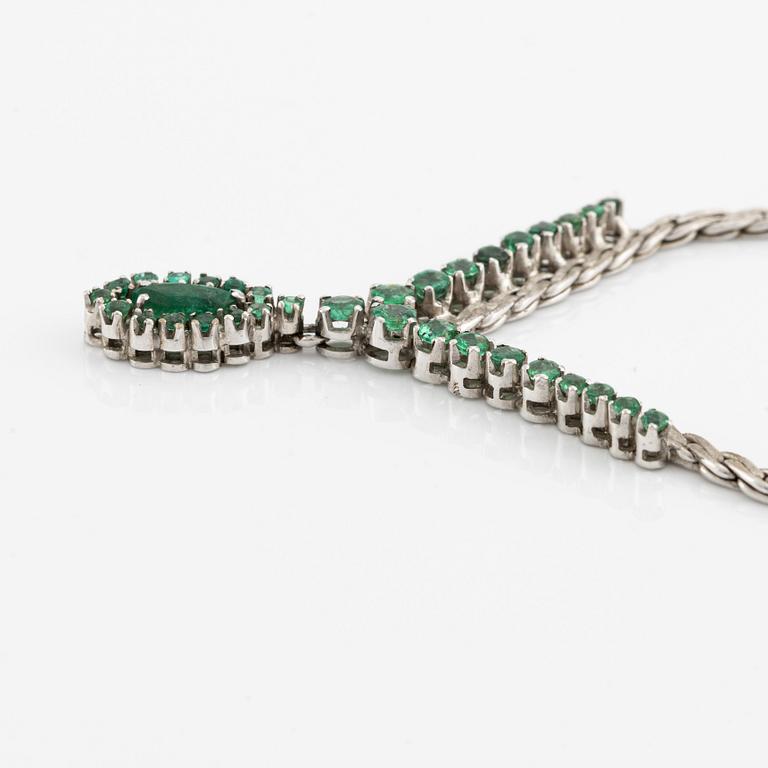 Necklace, 18K white gold with emeralds, Italy.