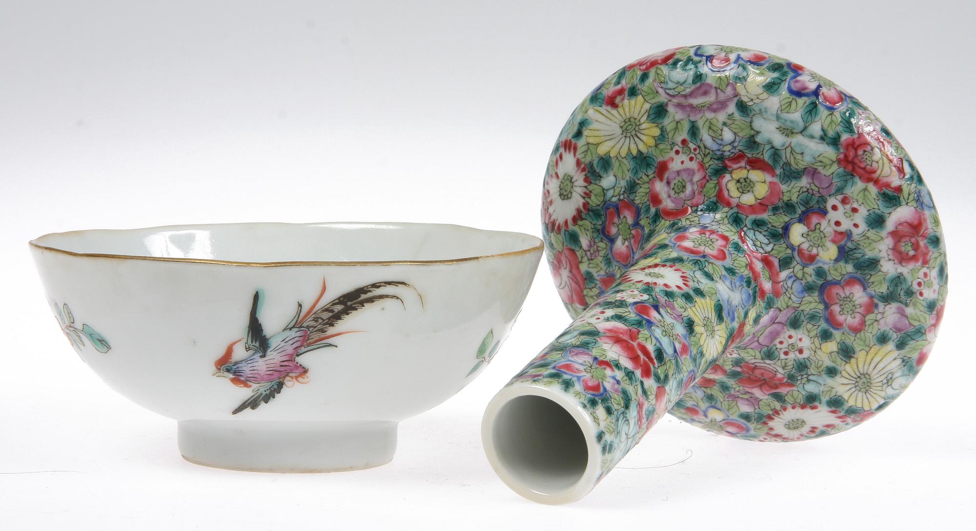 VAS samt SKÅL porslin, Kina, 1800/1900-tal.