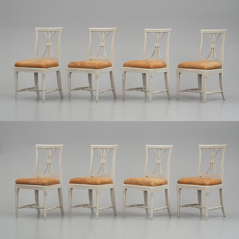 A set of eight Late gustavian chairs from Gotland around year 1800.