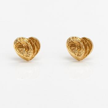 Björn Weckström, A pair of 14K gold earrings "Heart". Lapponia.