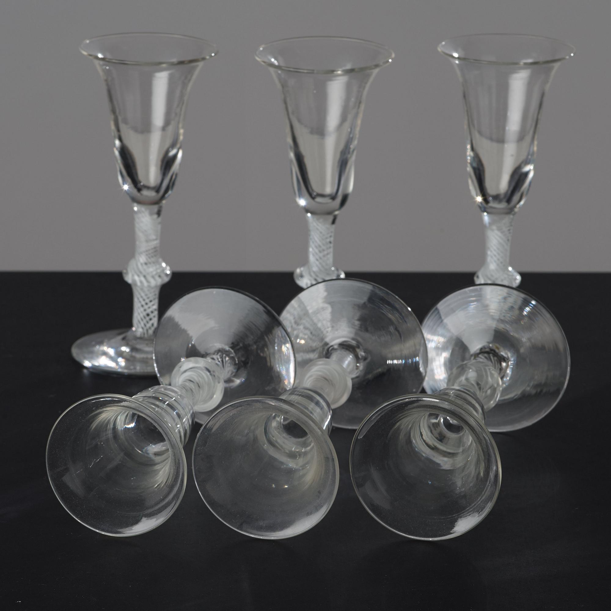 A set of nine glasses, England, 18th Century.