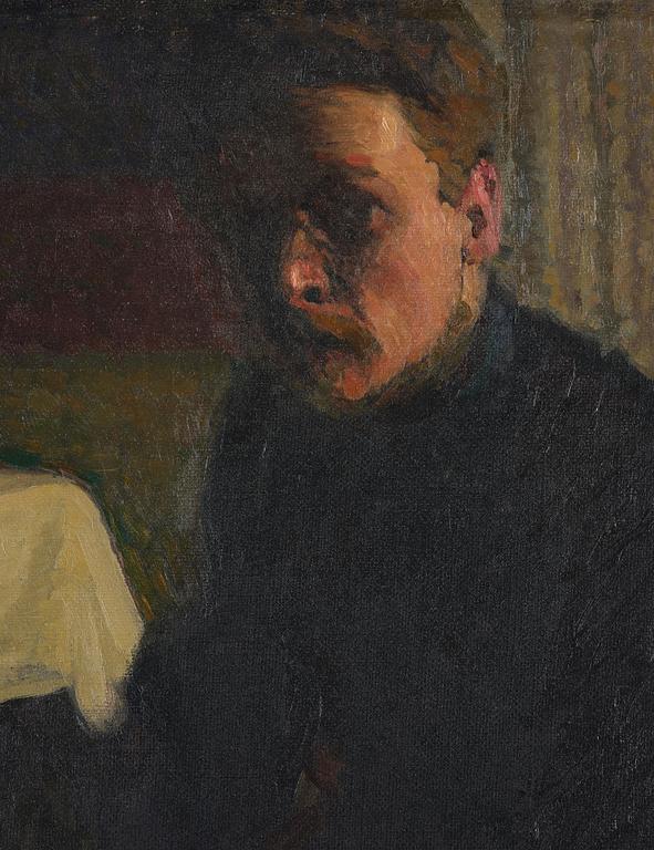 Björn Ahlgrensson, "Studie vid lampsken" ("Study by Lamplight"), Self-Portrait.