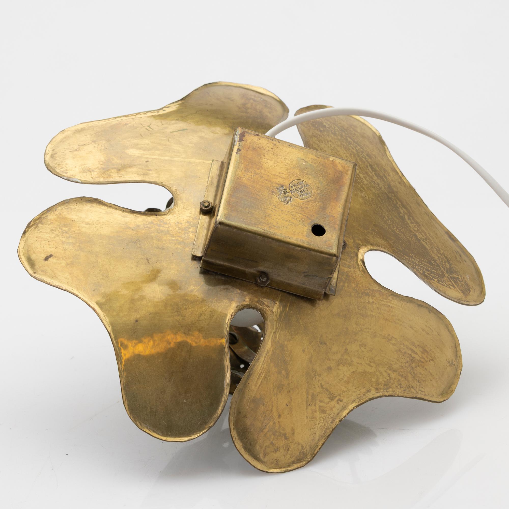 Lars Holmström, Wall lamp, brass, Arvika, mid-20th century.