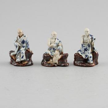 FIGURINER, 3 st, porslin,  Japan, 1900-tal.