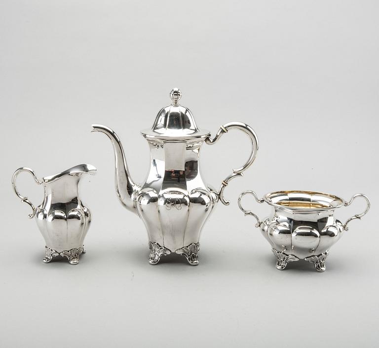 KAFFESERVIS, silver, 3 delar, GAB AB, 1932-33, 1330g.