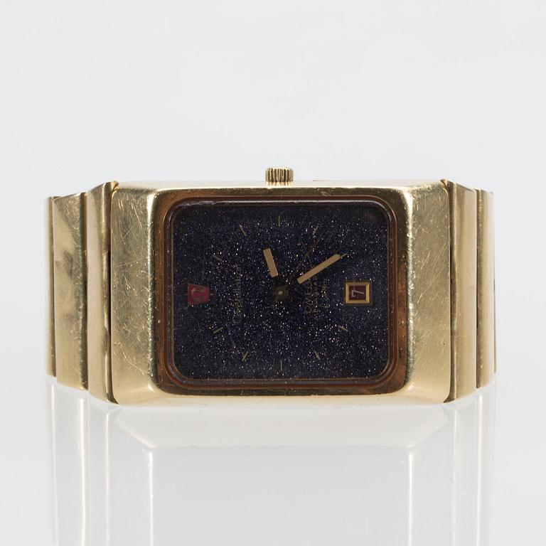 HERRARMBANDSUR, 18 K guld, Omega Constellation  Megaquartz Stardust. Ca 1970-80-tal. Vikt ca 196 g.