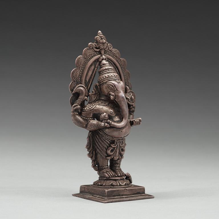 A silvered sculpture of Ganesha, India, 20th Century.