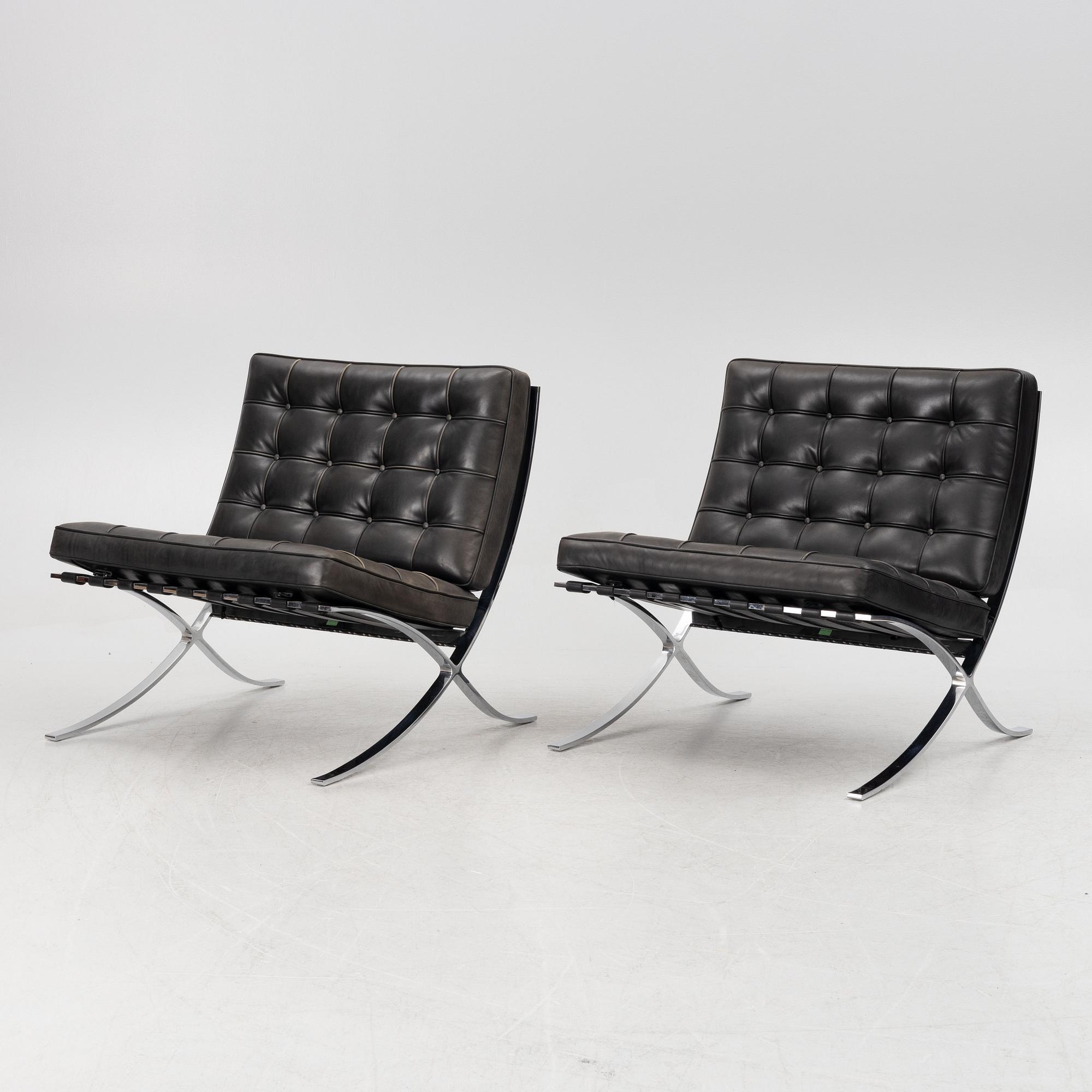 Ludwig Mies van der Rohe, a pair of  "Barcelona" lounge chairs, Knoll.