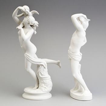 FIGURER, två st, parian, Gustafsberg, sekelskiftet 1900.