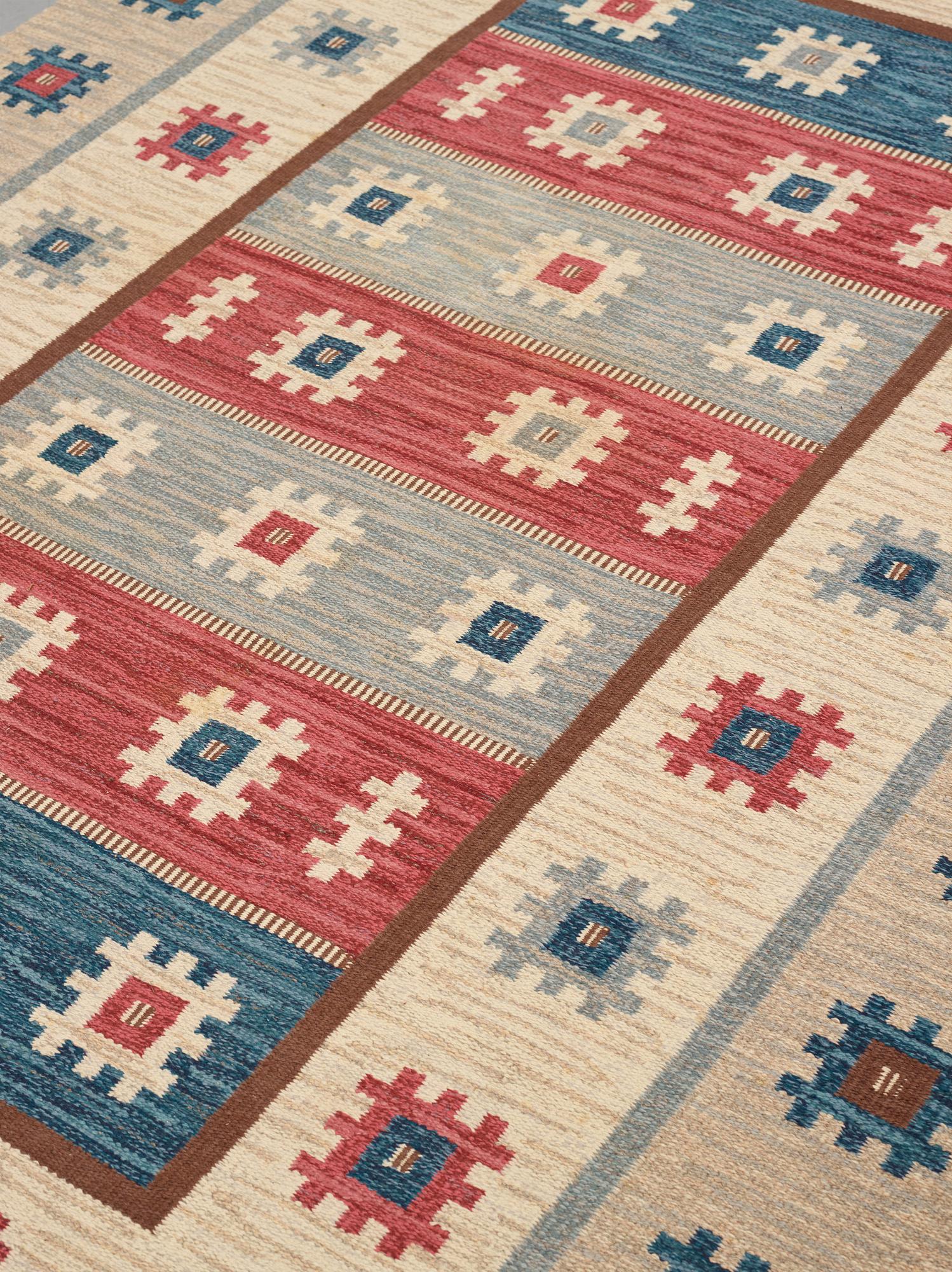 Anna-Greta Sjöqvist, Matta, rölakan, ca 310-312,5 x 202-204 cm, inskription och signerad 19 JB 57 AGS.