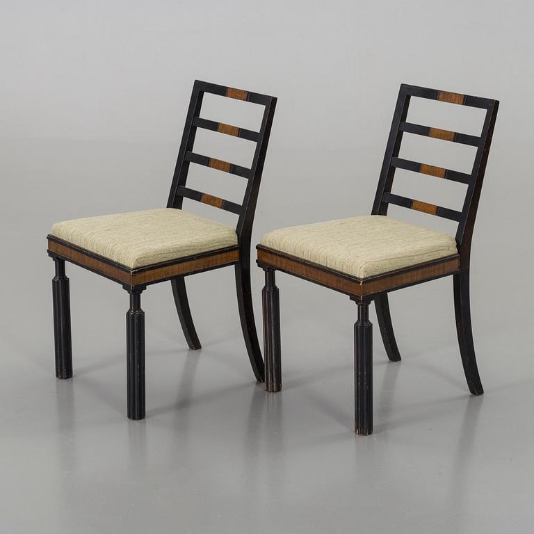 Three swedish art deco chairs, about 1930.