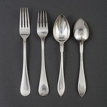 12 20th century silver spoons and 10 forks by GAB and Bernhard Hertz, Stockholm.