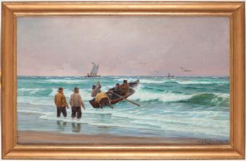 Carl Locher, Fishermen on the beaches of Skagen, Denmark.