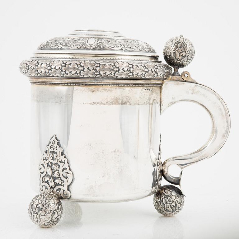 A silver Baroque style tankard, GAB, 1920.