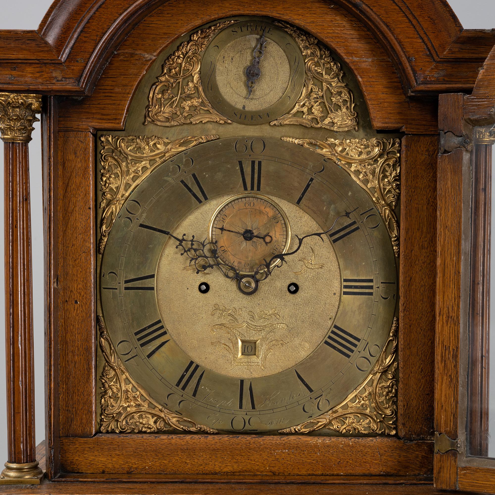 A George II longcase clock by Joseph Knowles, Epsom, first part of the 19th Century.