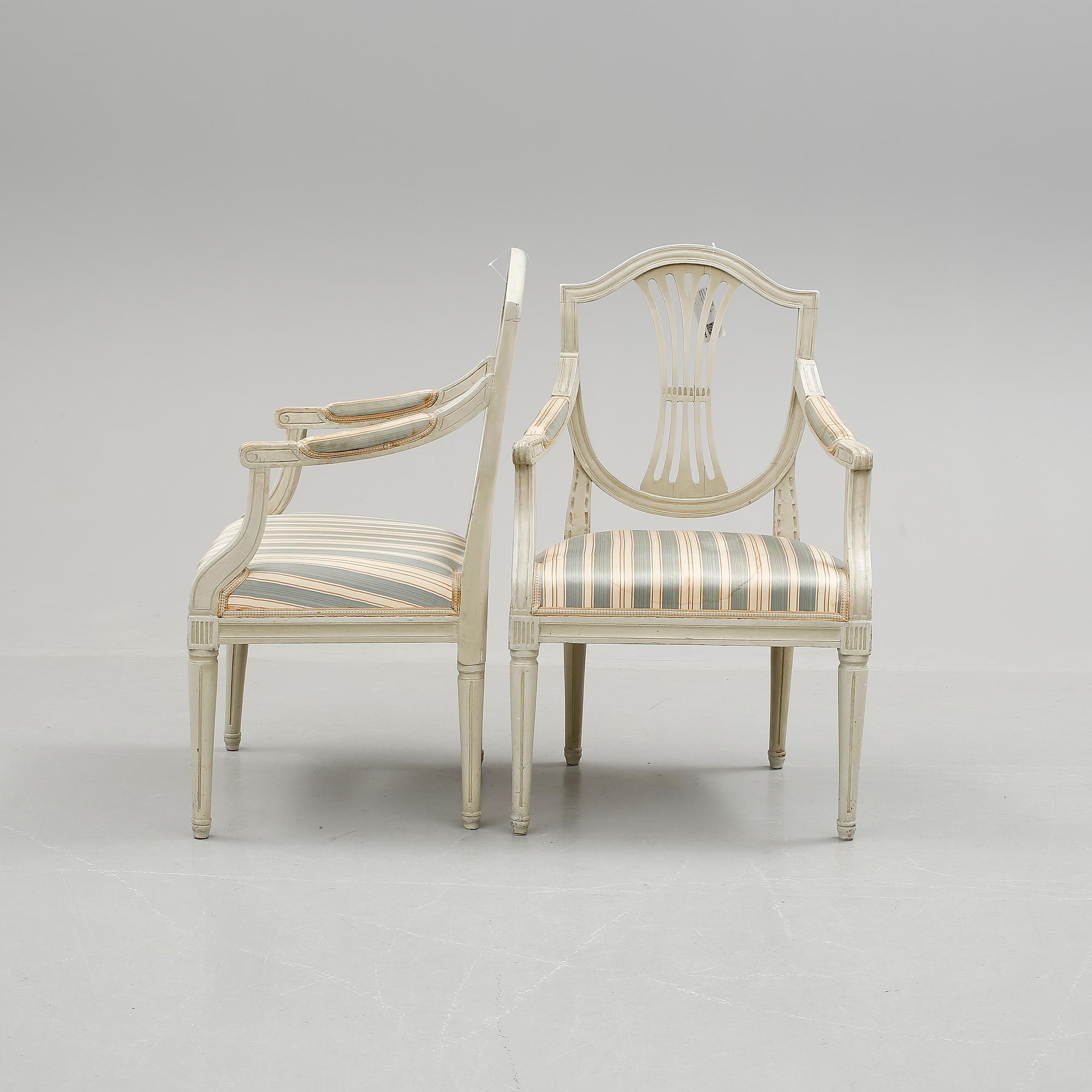 KARMSTOLAR, ett par, gustavianska, 1800-talets början.