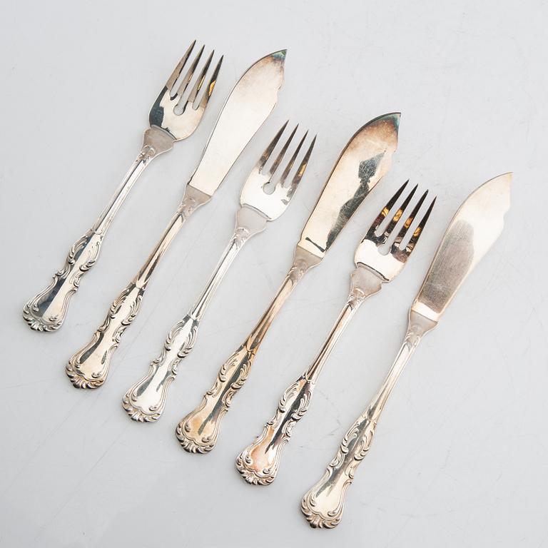 Fish cutlery 28 pcs "Olga" silver GAB Eskilstuna 1990s.