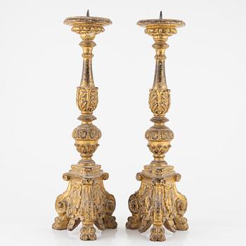 Ljusstakar, ett par, barockstil, troligen 1800-tal.