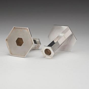 WIWEN NILSSON, ljusstakar, ett par, Lund 1960, sterling.