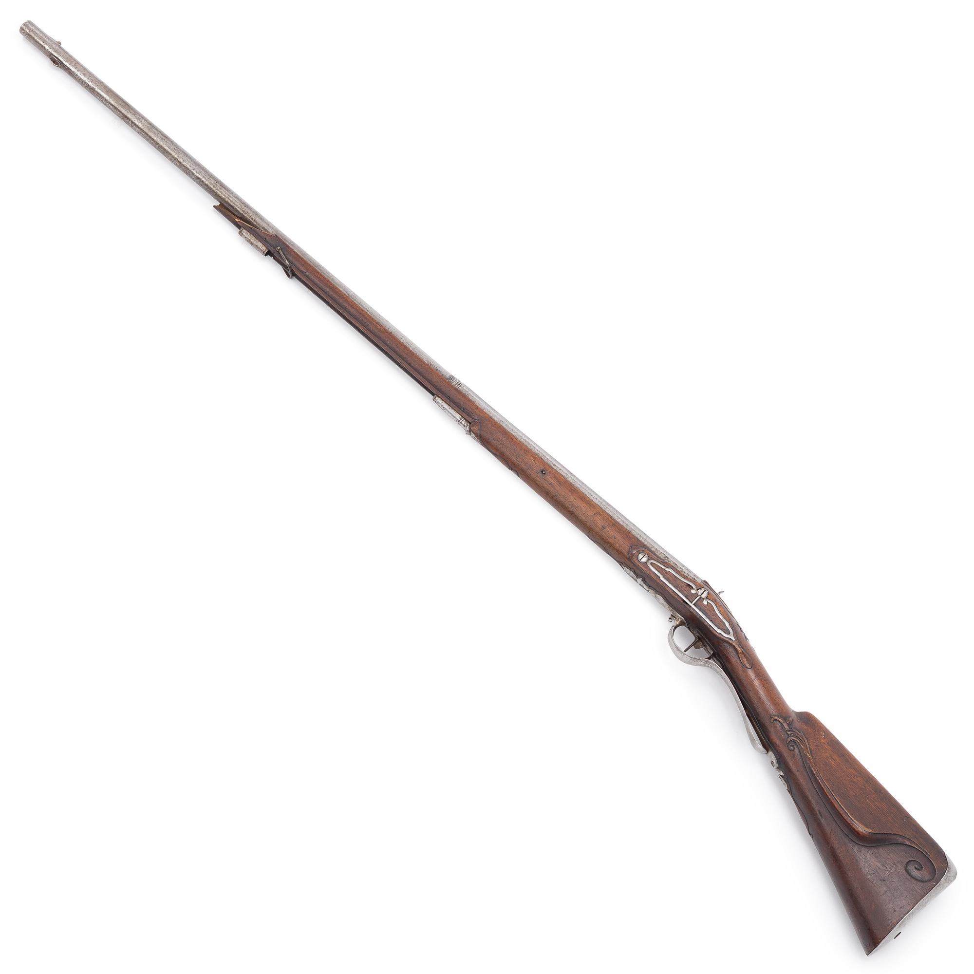 Percussion-lock rifle, converted from flintlock, signed Reichardt Stockholm (Johan R. 1730–1806, master in Stockholm 1767).