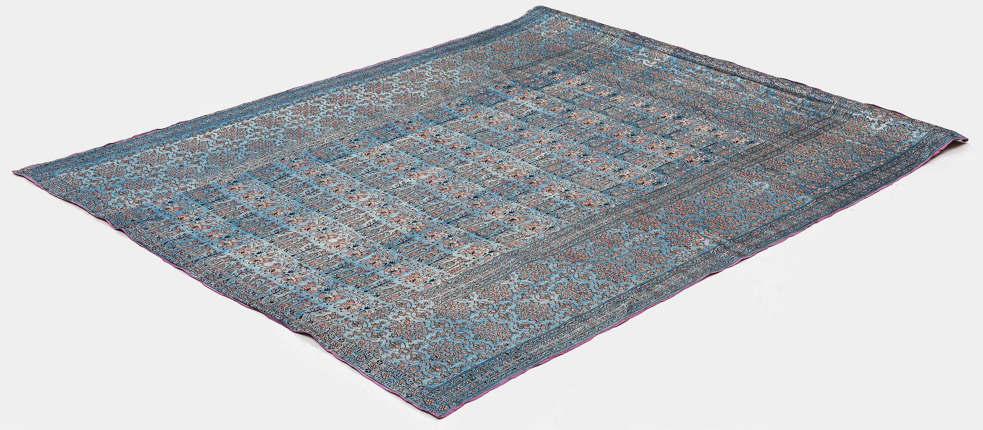 Sidentextil, sannolikt persiskt efter Mogul-förlaga, 1800-tal, ca 174 x 140 cm.