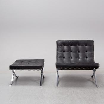 Ludwig Mies van de Rohe, fåtölj med fotpall, "Barcelona", Knoll.