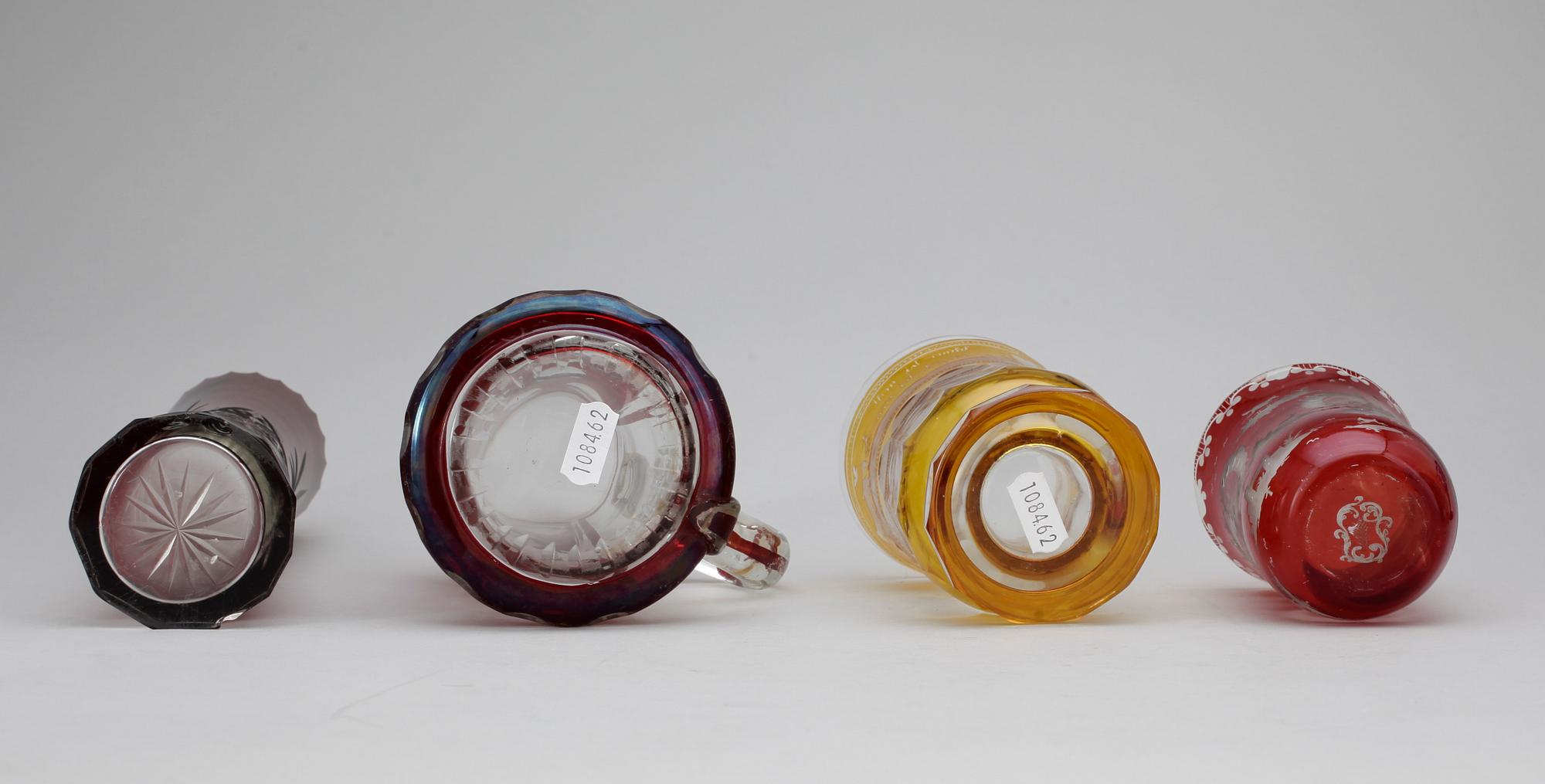 PARTI GLAS, 8 delar, bla Böhmiskt, 1800/1900-tal.
