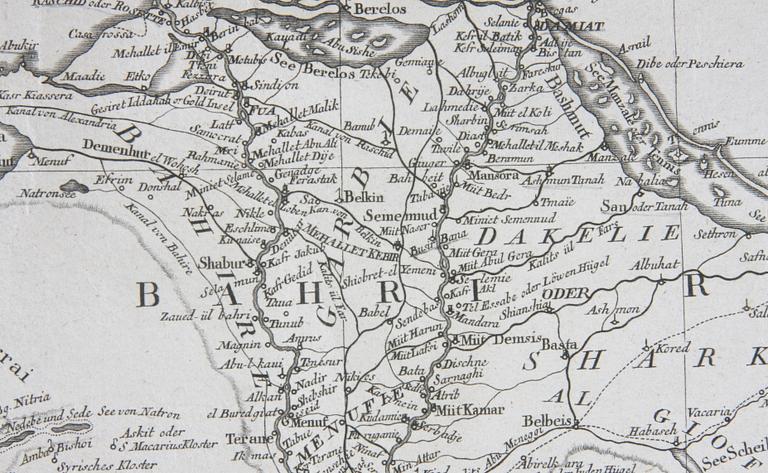 KARTA, "EGYPTEN oder MISIR", von Herrn F.A Schraembl, MDCCLXXXVII.