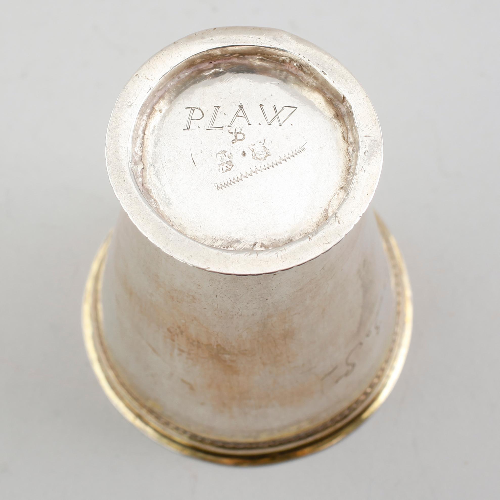 BÄGARE, silver, Rudolf Wittkopf, Stockholm 1714. Vikt ca 104 gram.