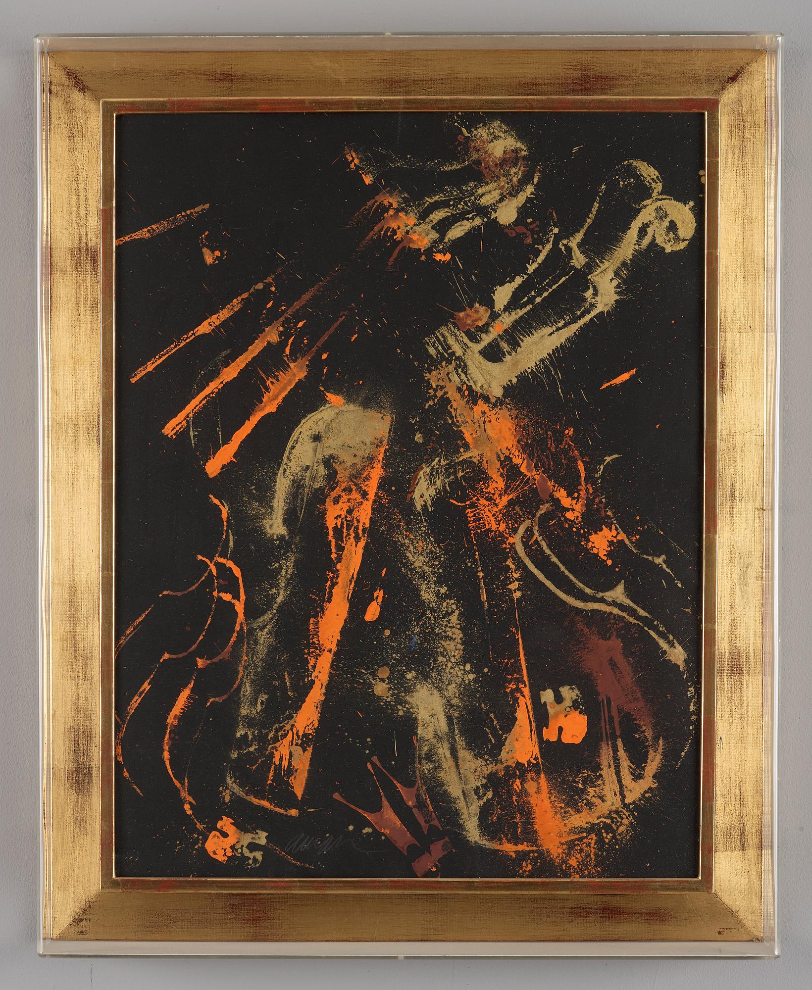 FERNANDEZ ARMAN, Serigraphy in three colors on black vellum paper laid on canvas, signed.