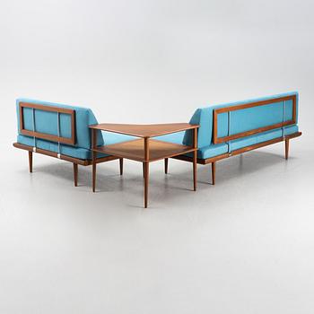 Peter Hvidt & Orla Mølgaard Nielsen, a three piece teak furniture suite, 'Minerva', France & Son, Denmark, 1950's/60's.