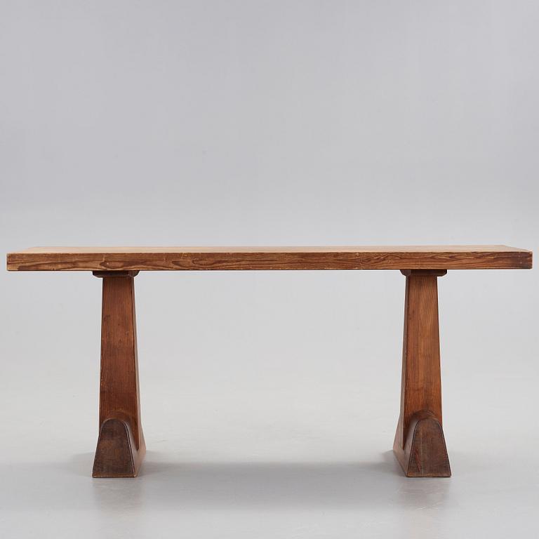 Axel Einar Hjorth, a stained pine 'Utö' console or library table, Nordiska Kompaniet, Sweden 1930's.
