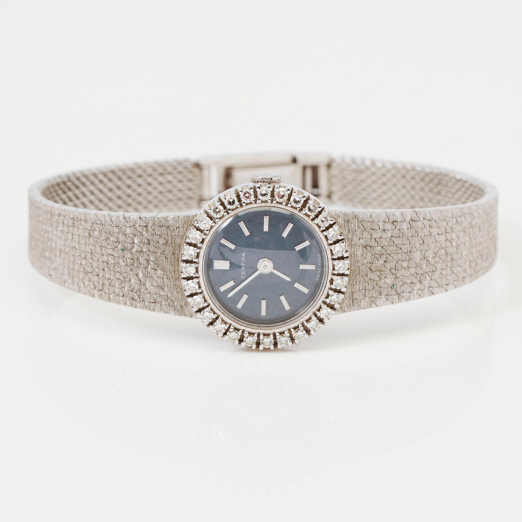 ARMBANDSUR, 18K vitguld och diamanter, Certina. Total vikt inklusive urhus ca 33 g.