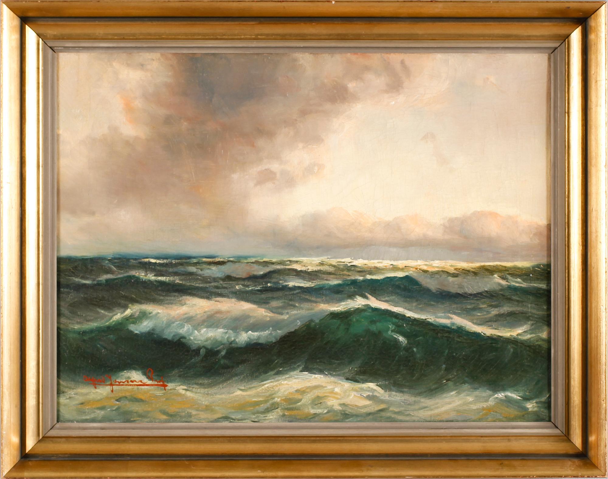 ALFRED JENSEN, olja på pannå, signerad.