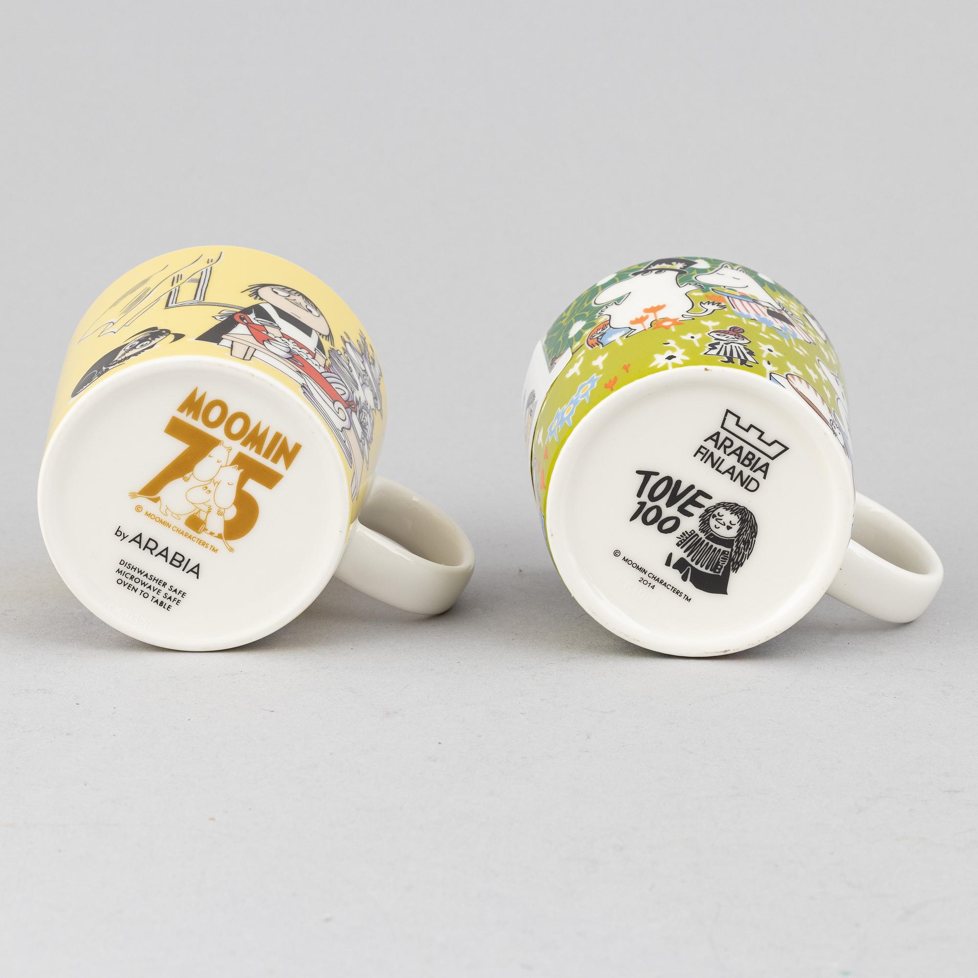Muminmuggar, 10 st, porslin, Moomin Characters, Arabia, 2001-2015.