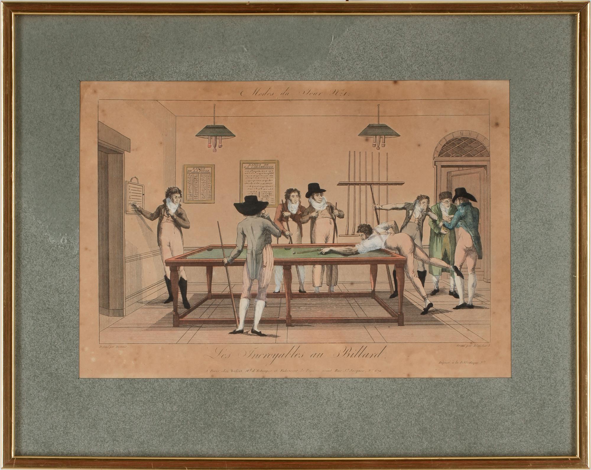 OKÄND KONSTNÄR, handkolorerad gravyr, 1800-talets första hälft.