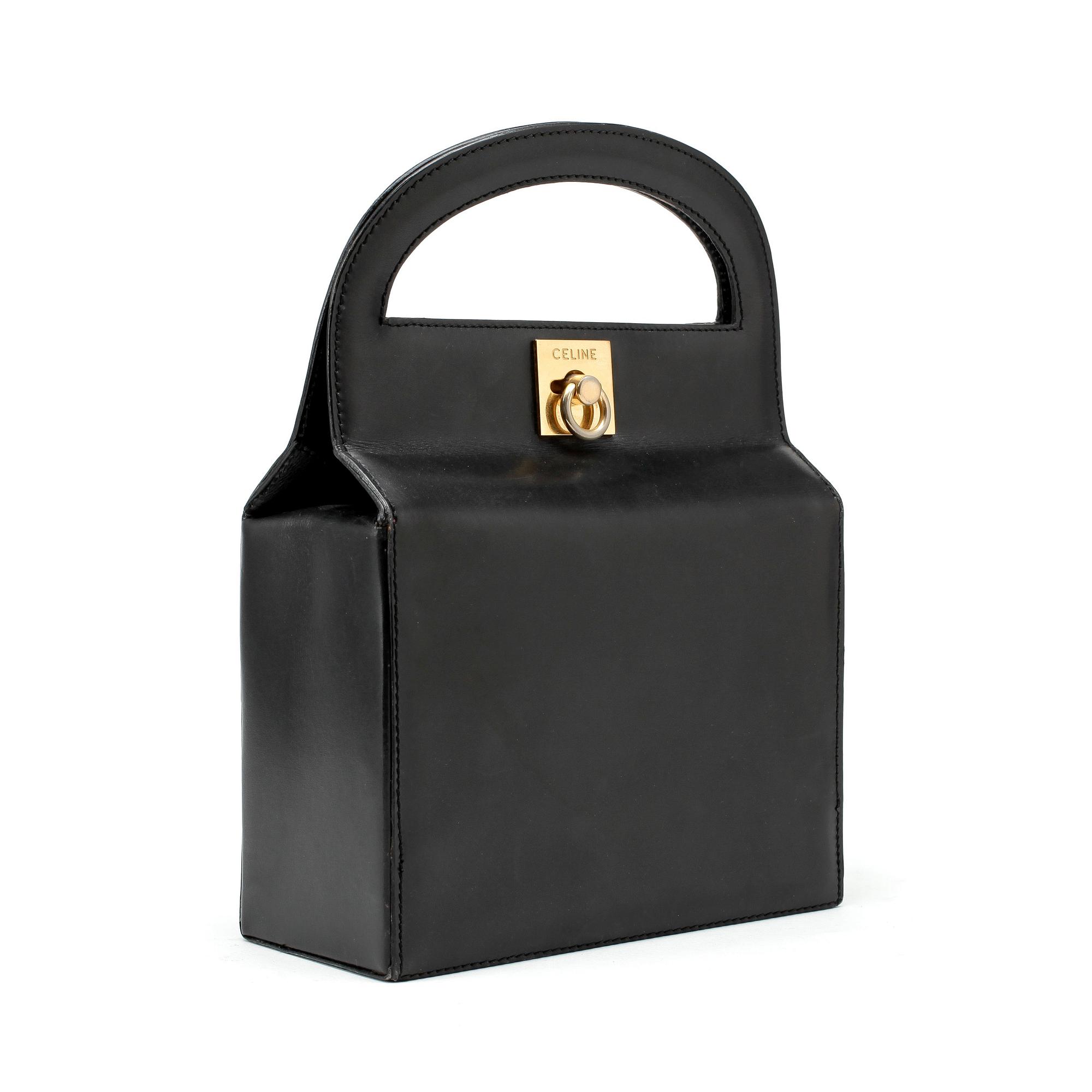 CÉLINE, a black leather evening bag, from the 1950/60s.