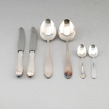 BESTICK, 15 delar, silver, GAB, Stockholm 1940-tal. Total vikt med stålblad ca 720 g.