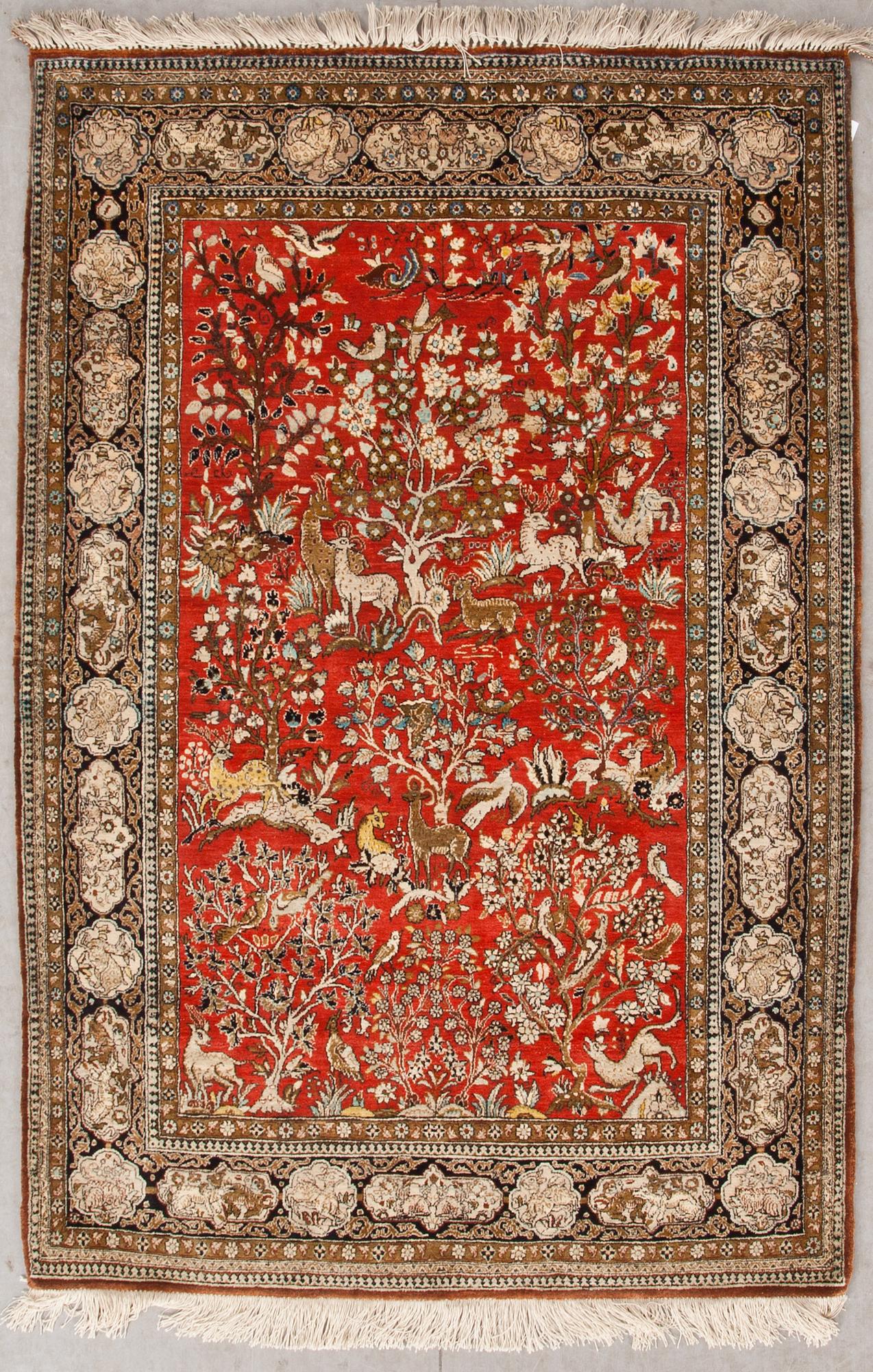 MATTA, old, Ghom, silke, figural, ca 150 X 109 cm.