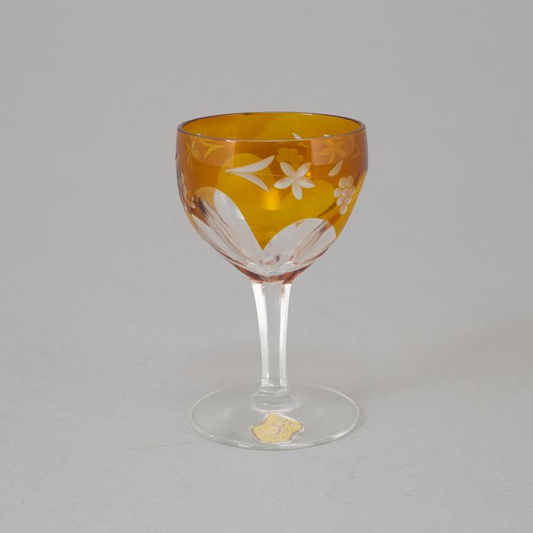 KARAFF samt 10 SHERRYGLAS, Åfors glasbruk, 1940-tal.