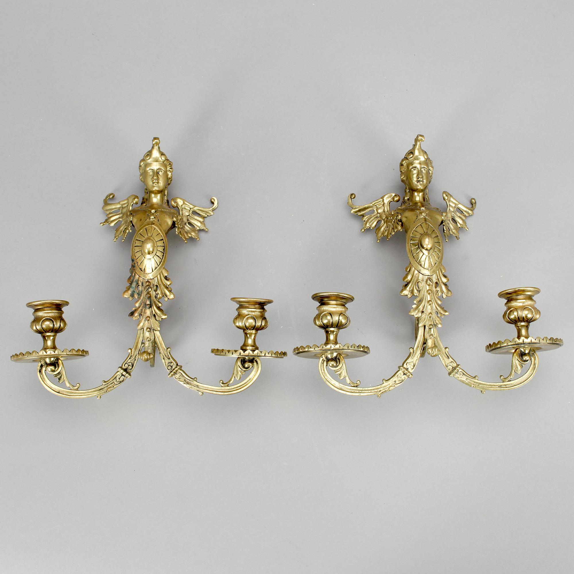 VÄGGAPPLIQUER, ett par, Louis XVI-stil, 1900-tal.